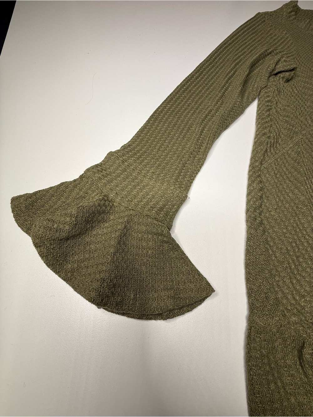 Plus Olive Green Ruffle Hem Henley Top - 740-741 - Picture 4 of 8